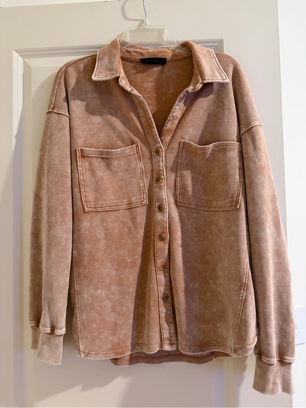 Jane and Delancey Washed orange/ rust Button-Front Shirt Jacket